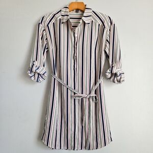 Express Multicolor Striped Long Sleeve Shirt Dress